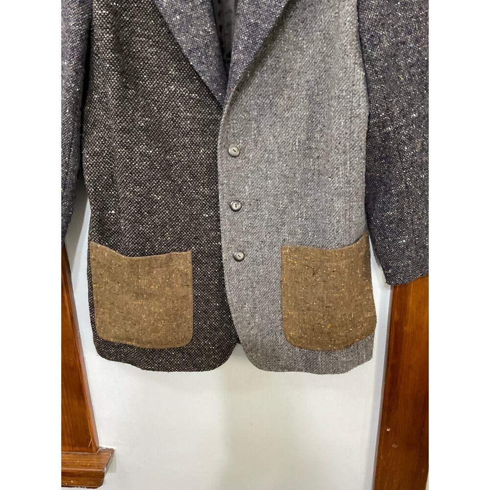 Liz Wear VTG 90s Blazer Colorblock Patchwork Wool Blend Women’s Sz 12 Large - Picture 4 of 8